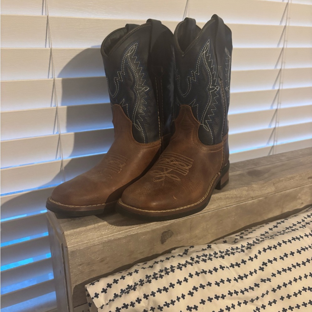 J.B. Dillon Brown and Black Kids Cowboy Boots